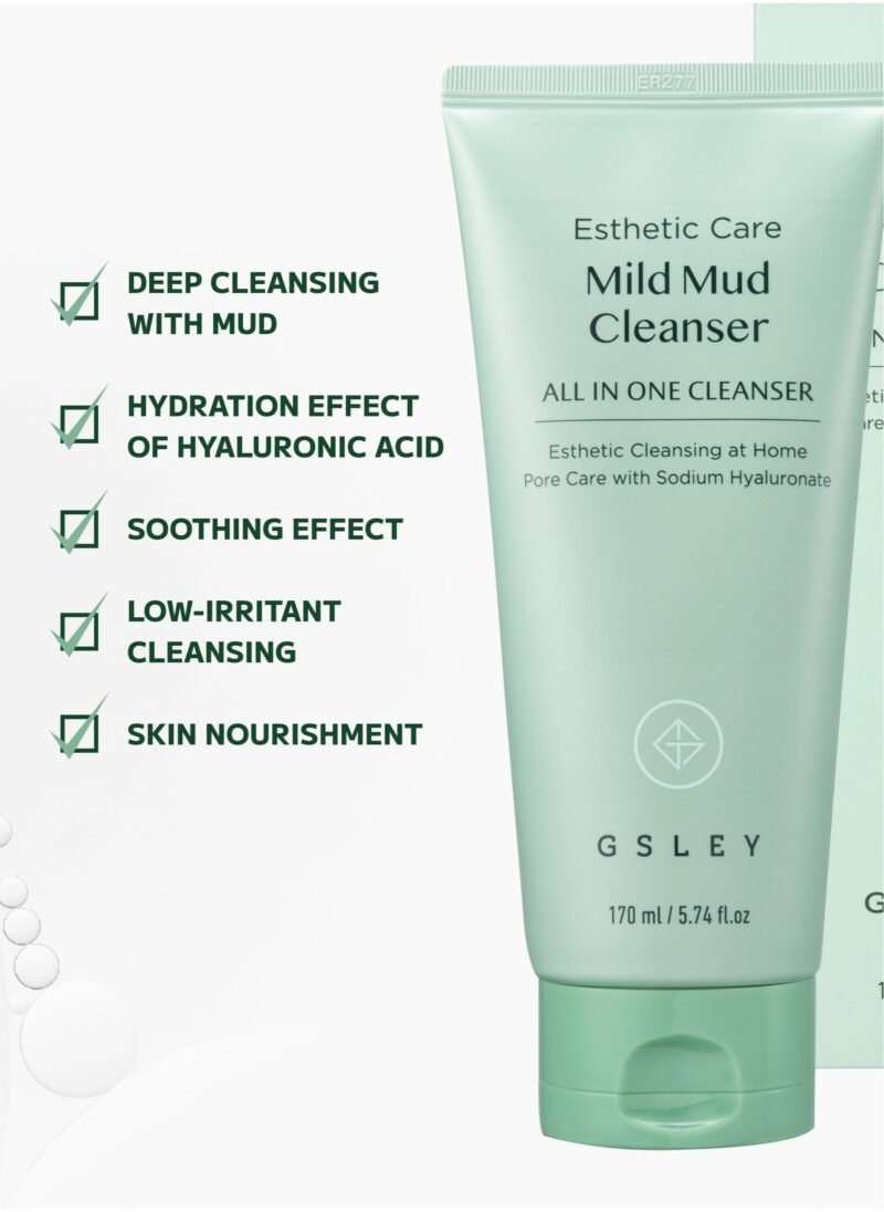 GSLEY Gsley Mild Mud Cleanser Korea Beauty 170 ml - Deep Foam Pore Cleanser Gentle Exfoliator with Natural Cooling Soothing COMPLEX S - Image 3
